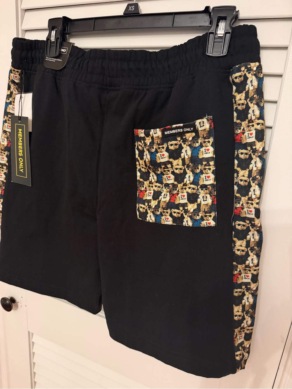 NWT Members Only Men’s Fleece Shorts, Sz Sm, Black, Pockets, Teddy Academ
